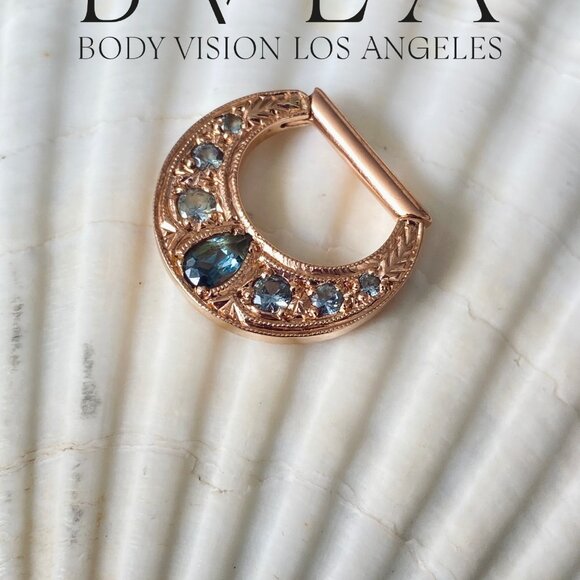 The Boston Tiger BVLA - 14k Solid Rose Hinge Ring for Daith or Septum - Picture 3 of 9